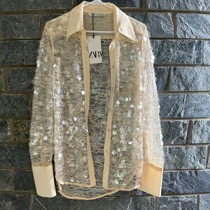 Zara Semi-Sheer Sequin Shirt